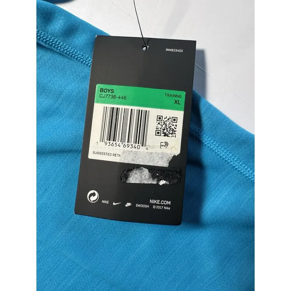 Nike Dri-FIT Breathe Boys XL Blue Training Shirt Short Sleeve NWT CJ7736-446